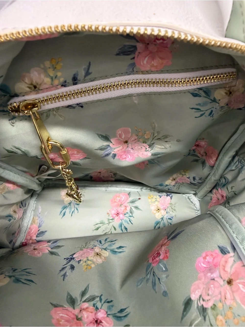 Floral White & Sage Mini Backpack by